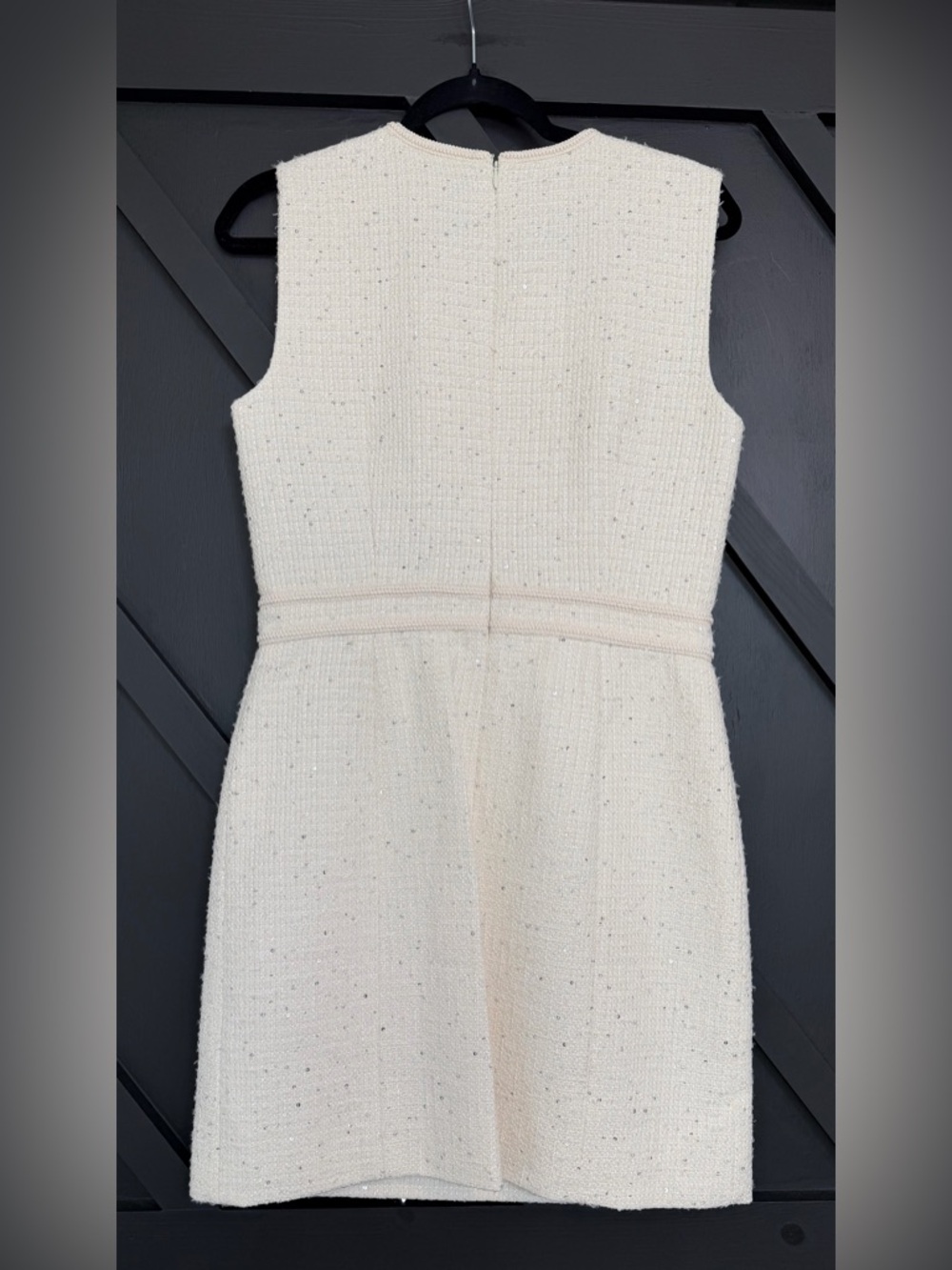 NWT Veronica Beard Julie Embellished Tweed Mini Dress in Off-White, Size 6 - Picture 11 of 15